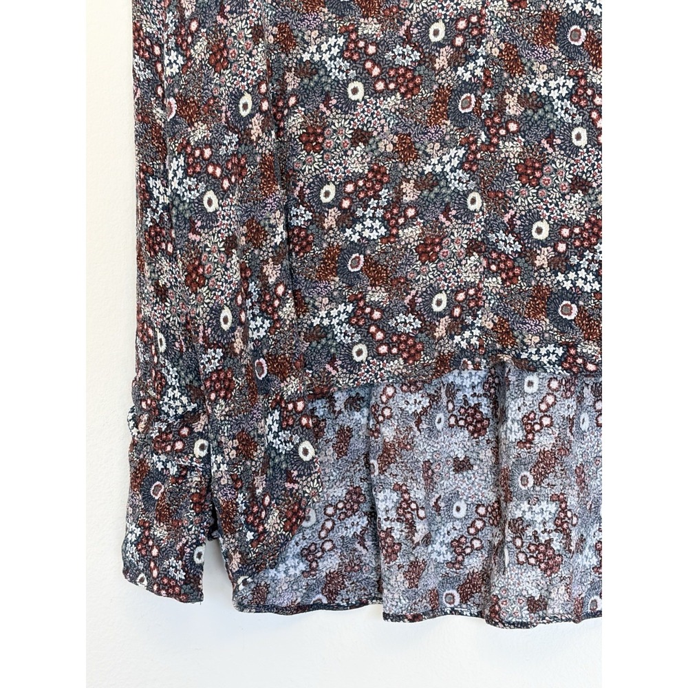 Everleigh Allover Floral Flower Boho Cottage Vneck Blouse Top Shirt Womens Large - Picture 5 of 11